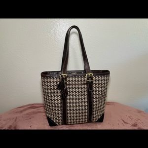 Coach Dark Brown Plaid Leather and Tweed Sachet Y2K